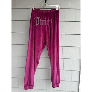 Juicy Couture Sleepwear Bling Pink Fuschia Velour Drawstring Pajama‎ Pants L
